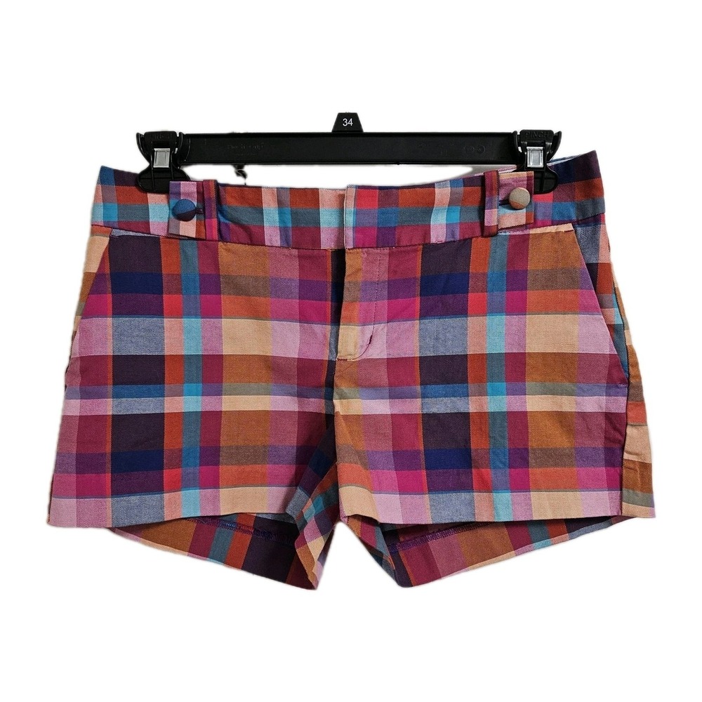 Banana Republic Shorts Womens 8 Multicolor Ryan Fit Plaid Cotton Stretch Casual